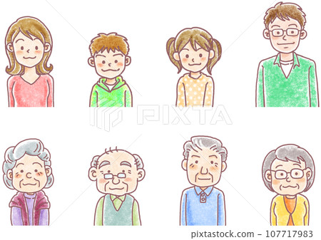 Hand-drawn character facial expression set_8 people 107717983
