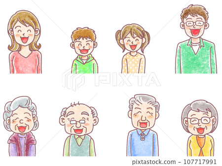 手繪風格人物表情集_微笑_8人_列表 手繪風格人物表情集_微笑_8人_列表 107717991