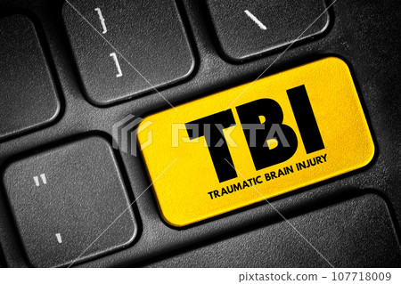 TBI Traumatic Brain Injury - intracranial injury to the brain caused by an external force, acronym text concept button on keyboard 107718009