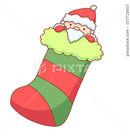 Illustration of Santa Claus in a sock 107718607