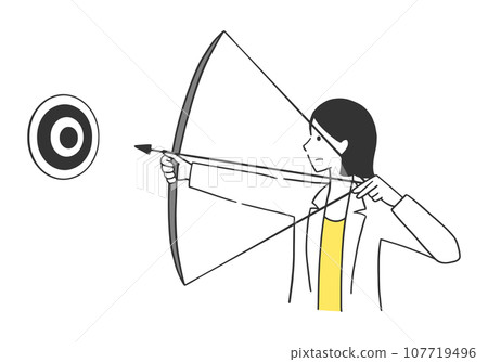 用弓瞄準目標的女商人插畫素材 107719496