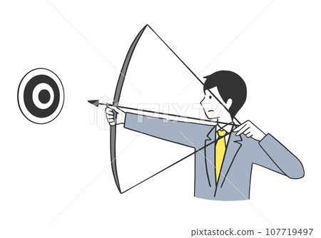 用弓瞄準目標的商人插畫素材 107719497