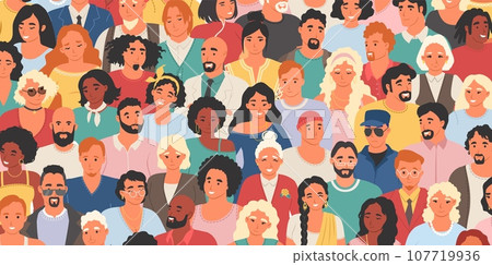 Crowd of diverse multinational people looking up seamless pattern Crowd of diverse multinational people looking up seamless pattern 107719936