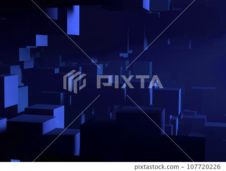 CG 立方體 許多漂浮的藍色塊 107720226