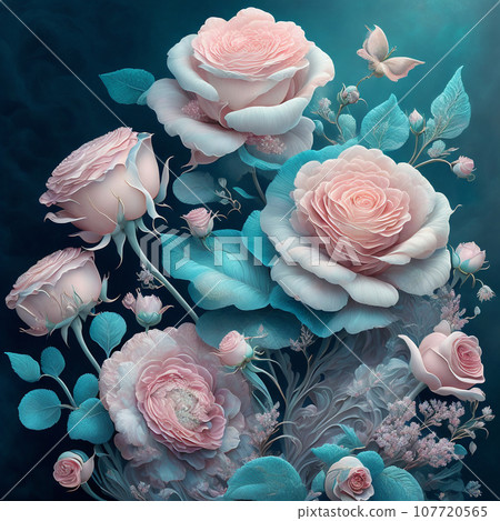 Flower realistic blue pink colour abstract pattern. Floral colour Flower realistic blue pink colour abstract pattern. Floral colour 107720565