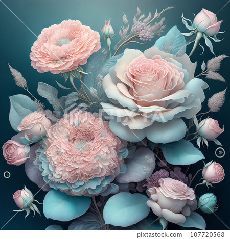 Flower realistic blue pink colour abstract pattern. Floral colour Flower realistic blue pink colour abstract pattern. Floral colour 107720568