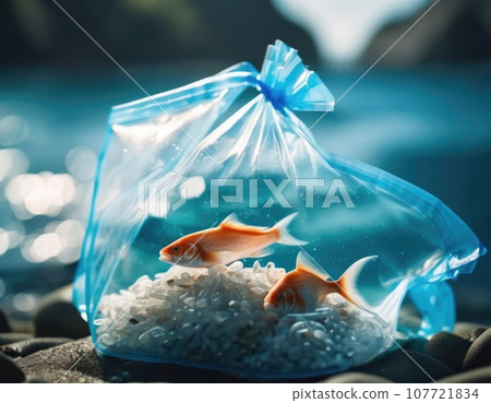 Fish in a plastic bag. 107721834
