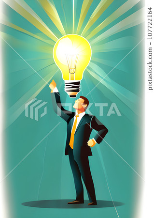 a businessman achieving a breakthrough moment 107722164