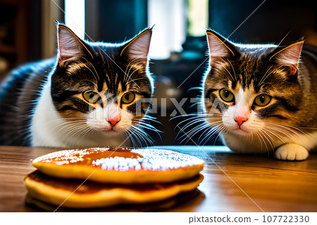 cat diligently cooking a batch of delicious \ cat diligently cooking a batch of delicious \ 107722330