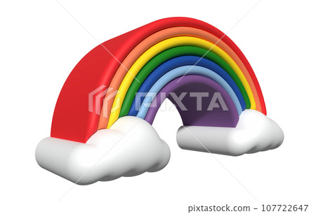 3d colorful rainbow with clouds 3d colorful rainbow with clouds 107722647