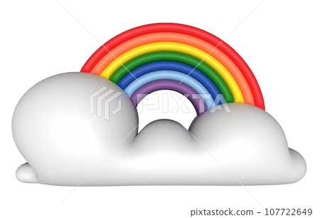 3d colorful rainbow with clouds 3d colorful rainbow with clouds 107722649
