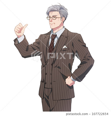 一名身穿西裝的中年男子給了一個好兆頭 107722654