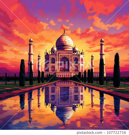 Breathtaking sunset at the Taj Mahal in Agra Breathtaking sunset at the Taj Mahal in Agra 107722716