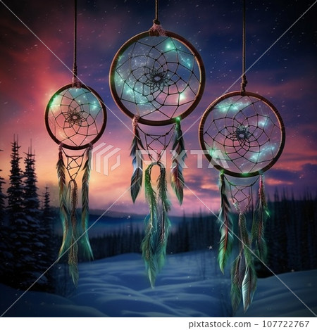 Enchanting Dreamcatchers Against Mesmerizing Northern Lights Enchanting Dreamcatchers Against Mesmerizing Northern Lights 107722767