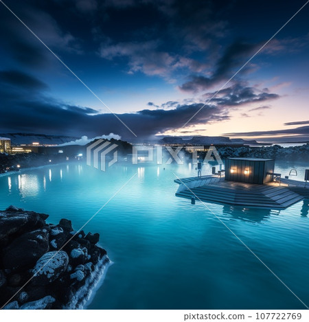 Surreal merging of natural beauty and urban vibrancy in Reykjavik 107722769