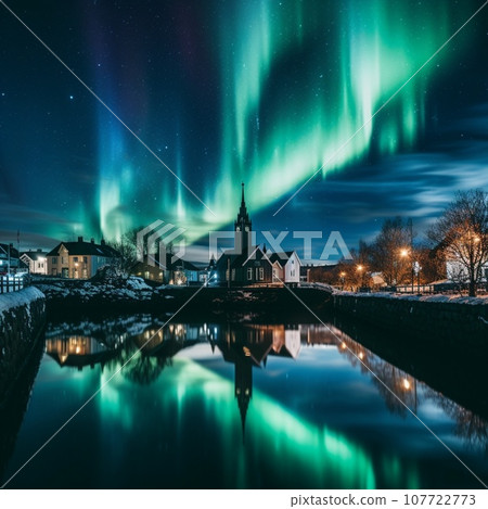 Surreal merging of natural beauty and urban vibrancy in Reykjavik Surreal merging of natural beauty and urban vibrancy in Reykjavik 107722773