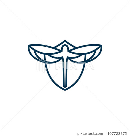 Dragonfly wings shield line modern logo Dragonfly wings shield line modern logo 107722875