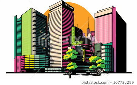 以普普藝術表現東京辦公區的城市景觀 107723299