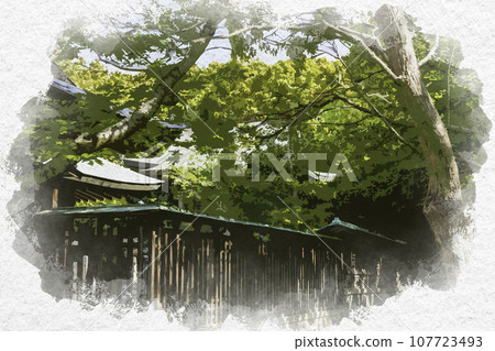 Watercolor style Akomisaki Iwatsuhime Shrine shrine building Ako City, Hyogo Prefecture Watercolor style Akomisaki Iwatsuhime Shrine shrine building Ako City, Hyogo Prefecture 107723493