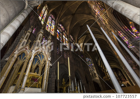 interiors and details of basilica of saint-denis, France interiors and details of basilica of saint-denis, France 107723557
