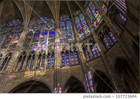interiors and details of basilica of saint-denis, France interiors and details of basilica of saint-denis, France 107723604