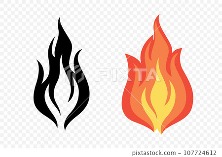 Flat Vector Fire Flame Icon Set. Campfire Shape Sign, Isolated. Bonfire Collection. Vector Illustration Flat Vector Fire Flame Icon Set. Campfire Shape Sign, Isolated. Bonfire Collection. Vector Illustration 107724612