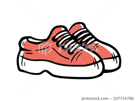 Pair of children red sneakers on white background Pair of children red sneakers on white background 107724786