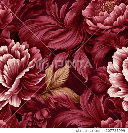 Baroque pattern on bordo background flowers classic seamless pattern 107725099