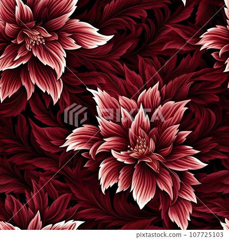 Baroque pattern on bordo background flowers classic seamless pattern Baroque pattern on bordo background flowers classic seamless pattern 107725103
