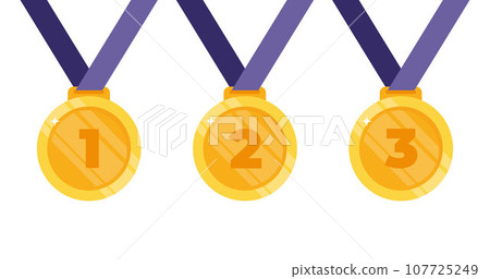Gold, silver and bronze medal icon. Medal set. Medals isolated on white background. Vector illustration. Gold, silver and bronze medal icon. Medal set. Medals isolated on white background. Vector illustration. 107725249
