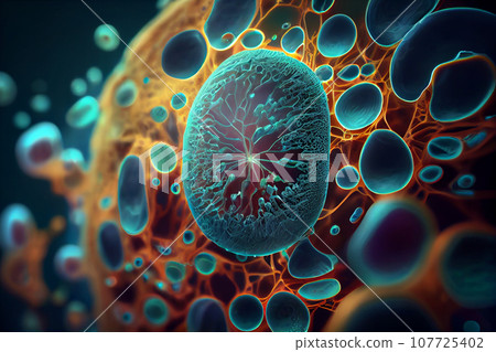 Human Virus, microscopic view of virus. 3d illustration Human Virus, microscopic view of virus. 3d illustration 107725402