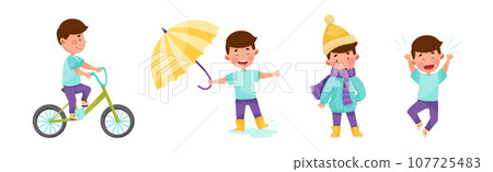 Cute Boy Character Engaged in Different Activity Vector Set Cute Boy Character Engaged in Different Activity Vector Set 107725483