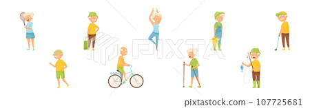 Active Elderly People Characters Enjoy Thei Hobby and Lifestyle Vector Set Active Elderly People Characters Enjoy Thei Hobby and Lifestyle Vector Set 107725681