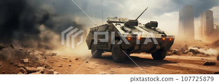 Armored Personnel Carrier in Warzone Operation. Generative ai 107725879