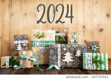 Text 2024, Rustic, Eco Christmas Background 107725912