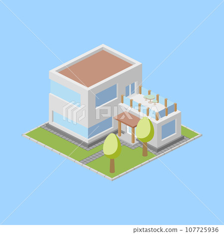 Modern isometric building. Vector illustration. 107725936