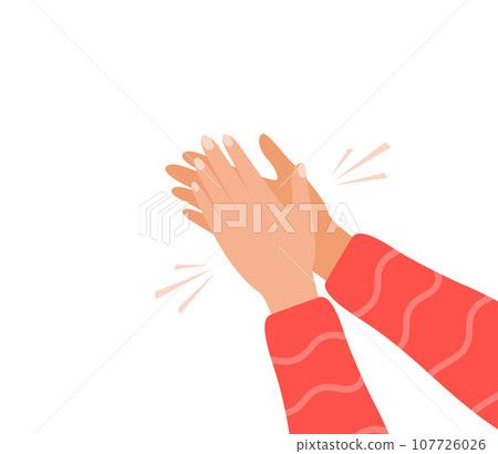 Human hands clapping. Applauding hands. Expression of approval, admiration, support, gratitude, recognition. Vector illustration in flat style. 107726026