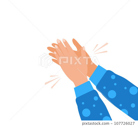 Human hands clapping. Applauding hands. Expression of approval, admiration, support, gratitude, recognition. Vector illustration in flat style. 107726027