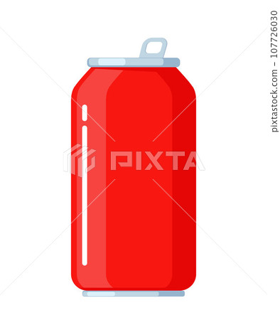 Soft drink can. Soda drink aluminum red can. Vector illustration. 107726030