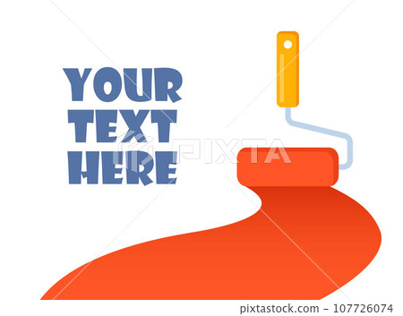 Red color trail of the roller brush on white background. Vector illustration for headers, banners and advertising. Red color trail of the roller brush on white background. Vector illustration for headers, banners and advertising. 107726074