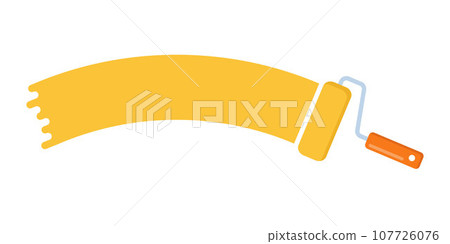 Yellow color trail of the roller brush on white background. Vector illustration for headers, banners and advertising. 107726076