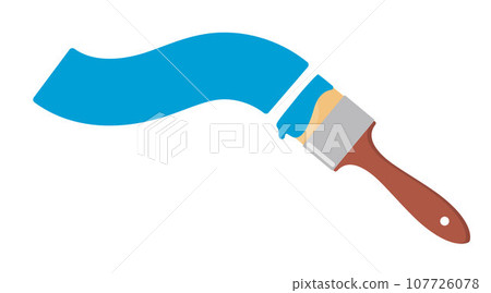 Blue color trail of the paint brush on white background. Vector illustration for headers, banners and advertising. 107726078
