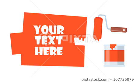 Red color trail of the roller brush on white background. Vector illustration for headers, banners and advertising. 107726079