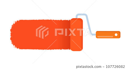 Red color trail of the roller brush on white background. Vector illustration for headers, banners and advertising. 107726082