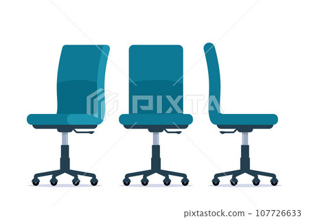 Office chair in various points of view. Furniture for office Interior in flat style. Vector illustration. Office chair in various points of view. Furniture for office Interior in flat style. Vector illustration. 107726633