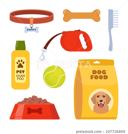 Pet accessories and food set. Dogs and cats Stock