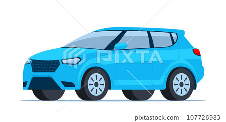 Blue modern Suv car, side view. Vector illustration. 107726983