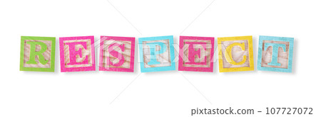 Respect concept with childs wood blocks with clipping path 107727072