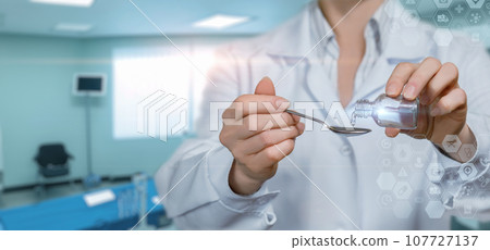 Concept of treating a disease with liquid medicines. Concept of treating a disease with liquid medicines. 107727137