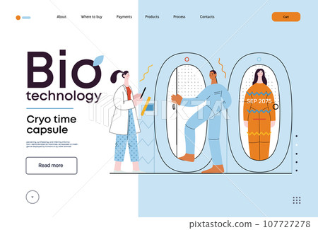 Bio Technology, Cryocapsule Time Freezer -modern flat vector concept illustration of futuristic cryocapsules resembling frozen time vaults. Metaphor of preserving life, time through cryonic technology Bio Technology, Cryocapsule Time Freezer -modern flat vector concept illustration of futuristic cryocapsules resembling frozen time vaults. Metaphor of preserving life, time through cryonic technology 107727278